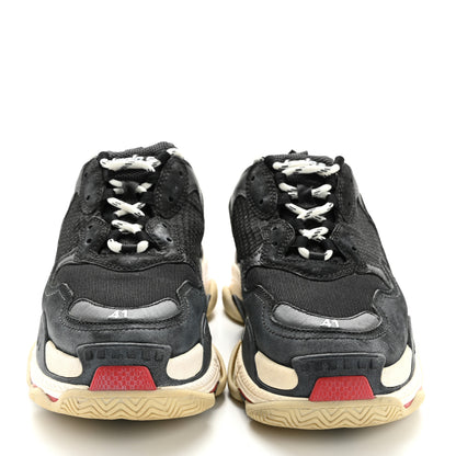 Balenciaga Fabric Mesh Washed Effect Womens Triple S Sneakers 41 Black Red 3 of 13