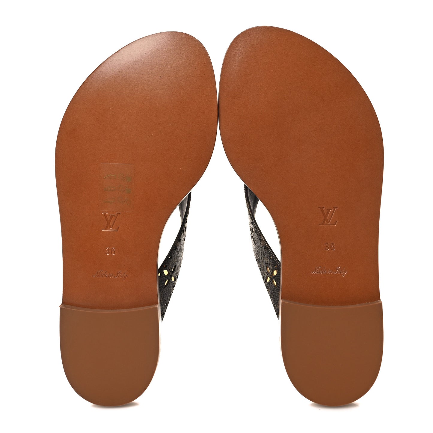 Monogram Sunny Flat Thong Sandals 36 Brown