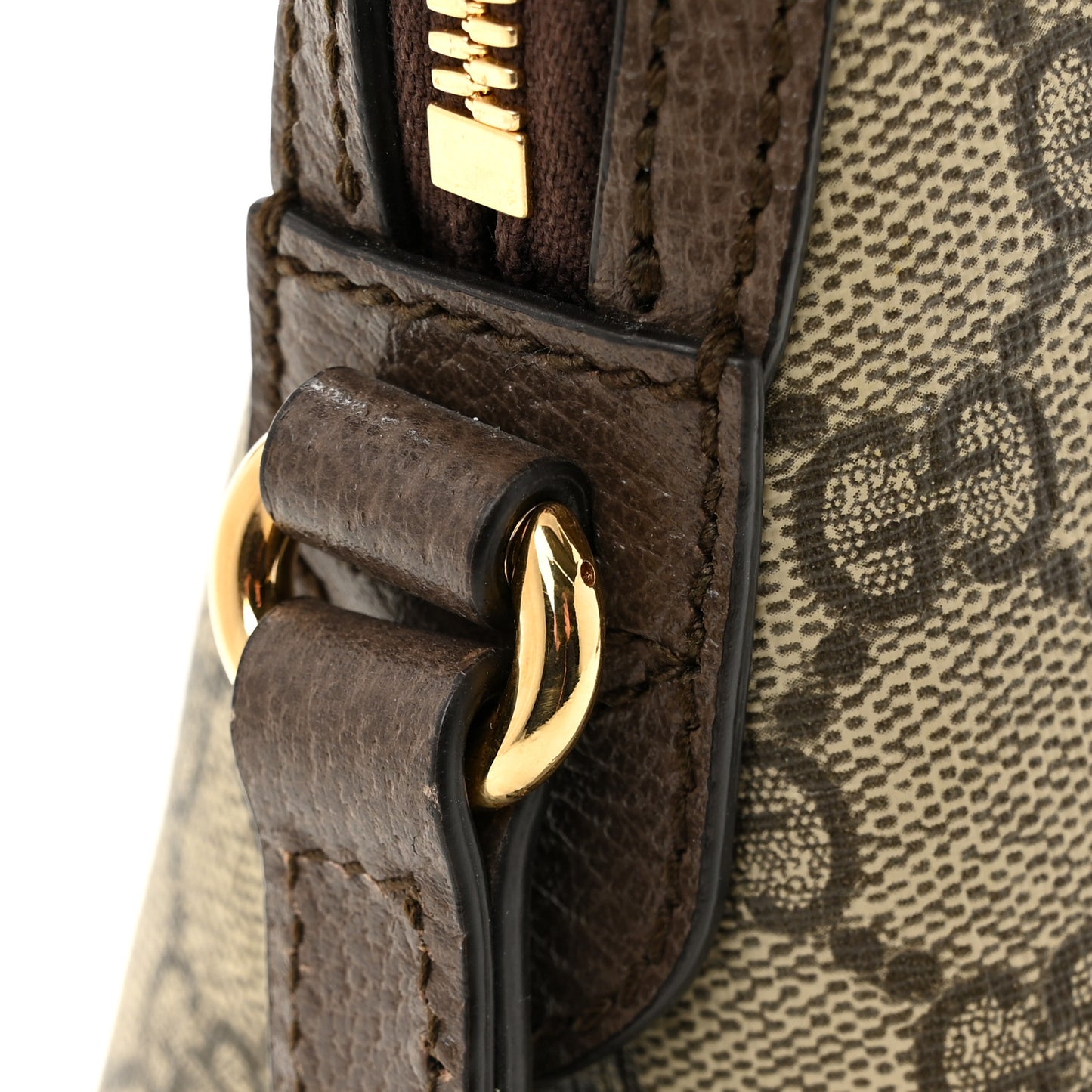 GG Supreme Monogram Textured Dollar Calfskin Web Small Ophidia Dome Shoulder Bag Beige Ebony New Acero