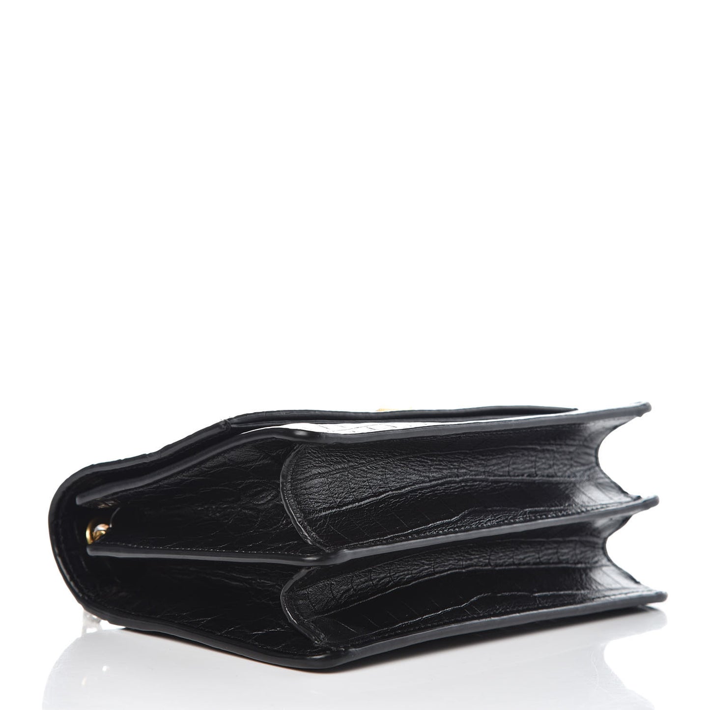 Calfskin Crocodile Embossed Small Monogram Sunset Black