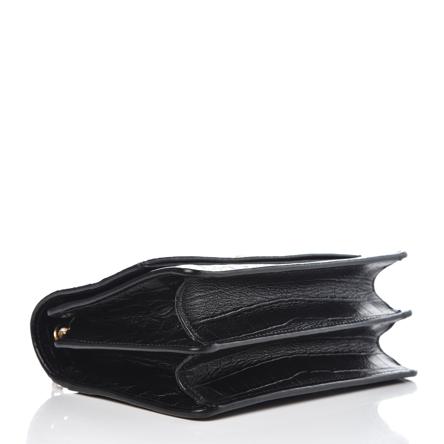 Saint Laurent Calfskin Crocodile Embossed Small Monogram Sunset Black 4 of 11