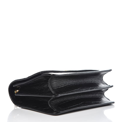 Saint Laurent Calfskin Crocodile Embossed Small Monogram Sunset Black 4 of 11