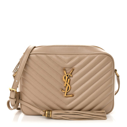 Saint Laurent Calfskin Matelasse Monogram Lou Camera Bag Dark Beige 1 of 12