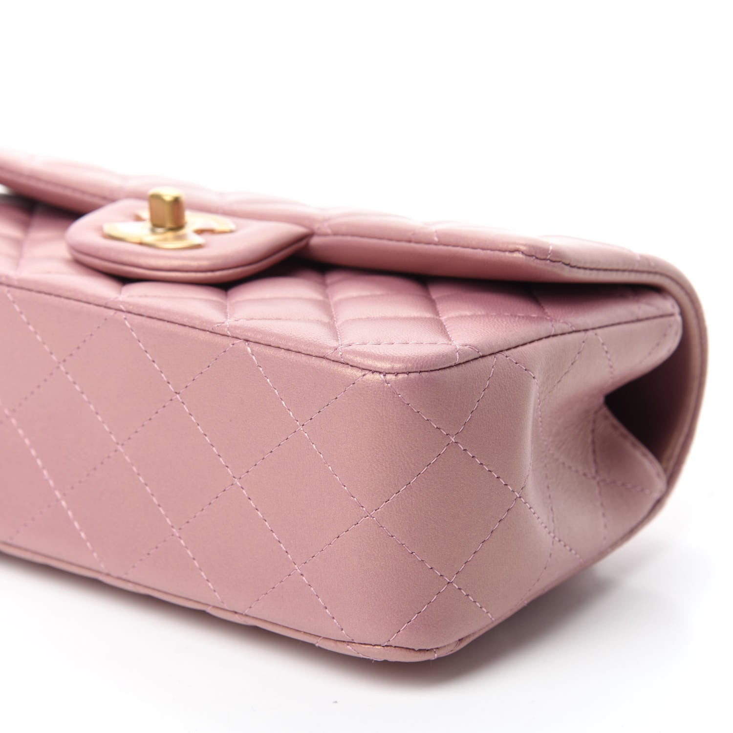 Chanel Iridescent Lambskin Quilted Mini Top Handle Rectangular Flap Pink 7 of 10