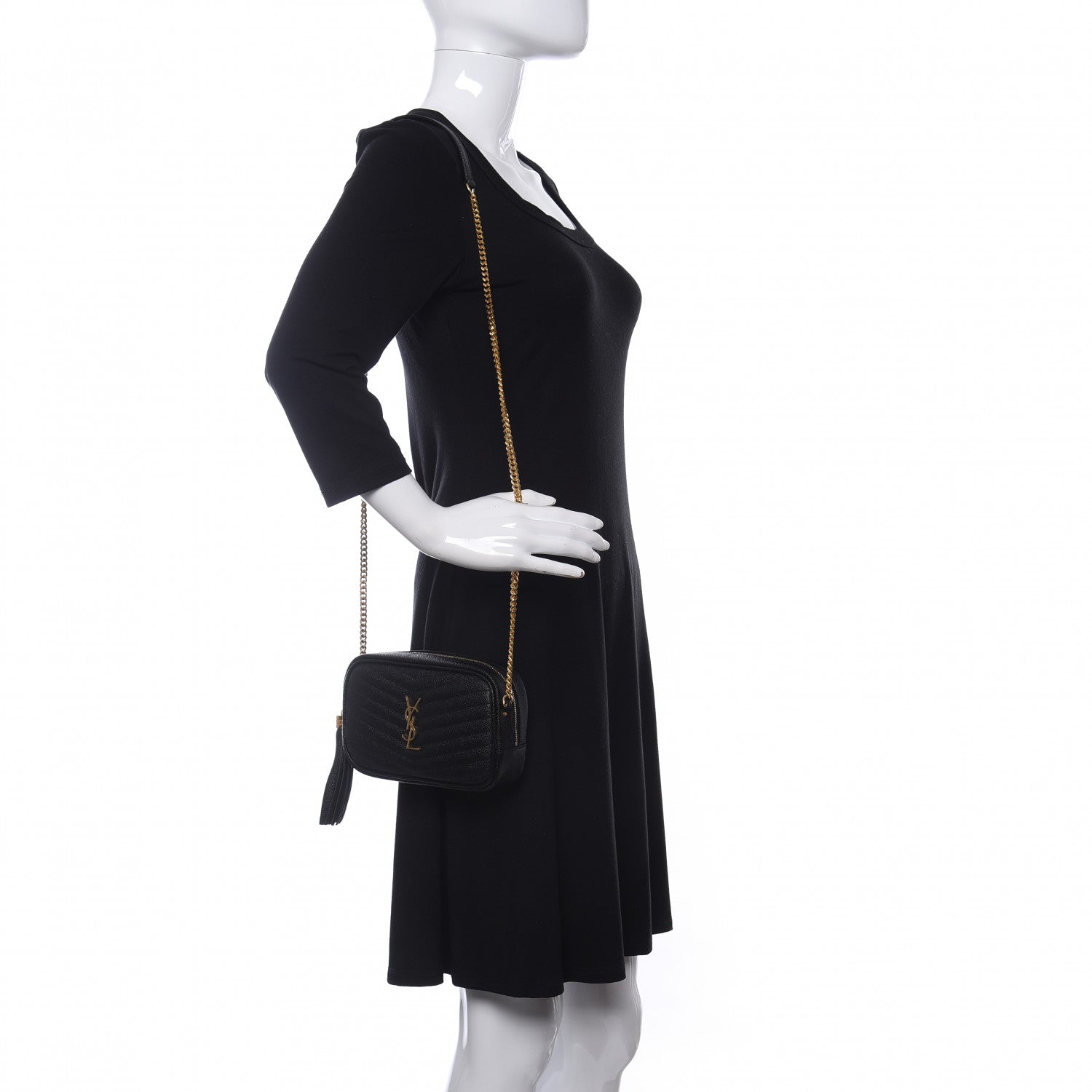 Saint Laurent Grain De Poudre Matelasse Monogram Mini Lou Camera Bag Black 2 of 11
