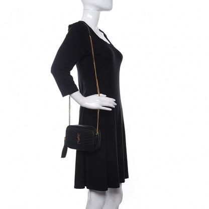 Saint Laurent Grain De Poudre Matelasse Monogram Mini Lou Camera Bag Black 2 of 11