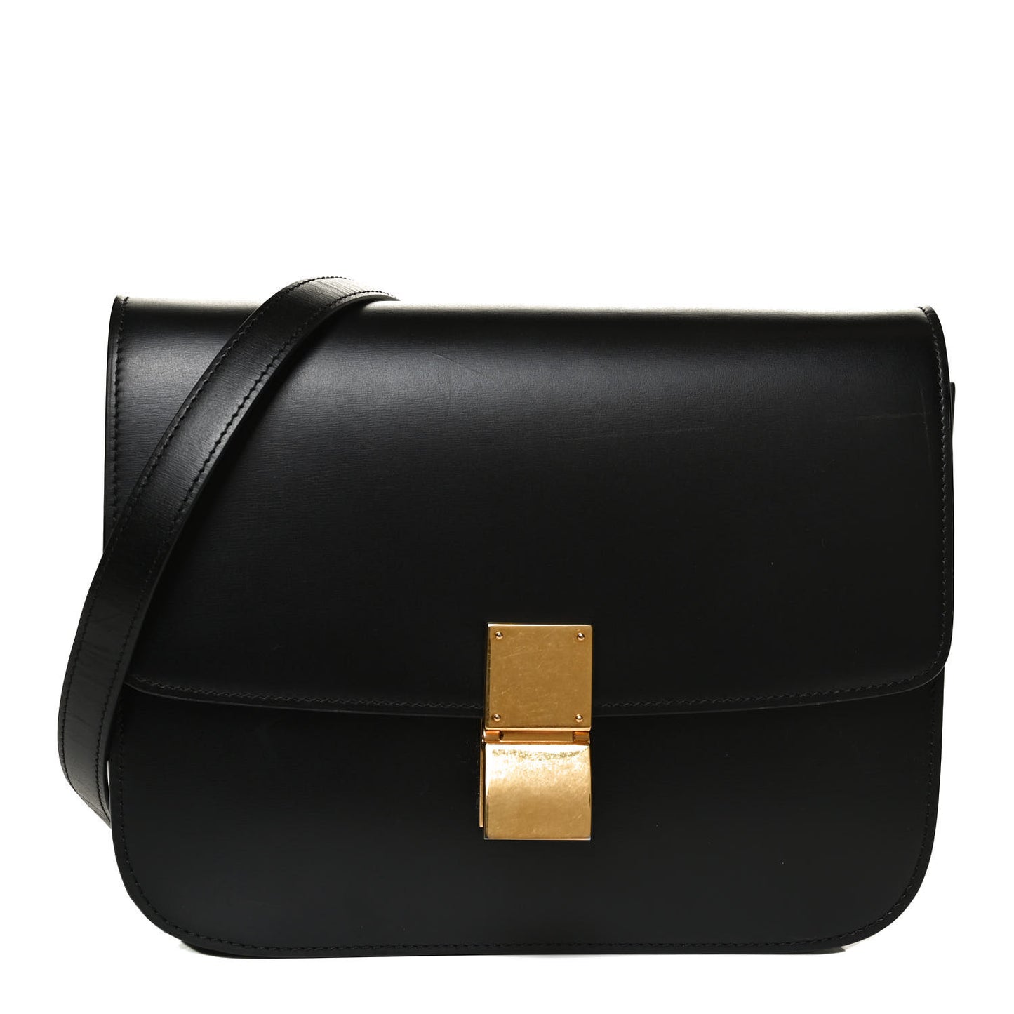 Box Calfskin Medium Classic Box Flap Bag Black