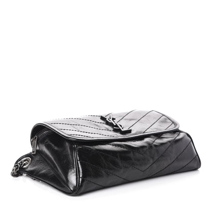 Saint Laurent Crinkled Calfskin Matelasse Monogram Niki Body Bag Black 4 of 9