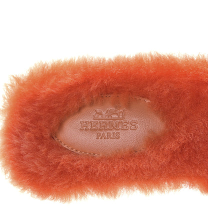 Hermes Woolskin Oran Sandals 38 Orange 7 of 8
