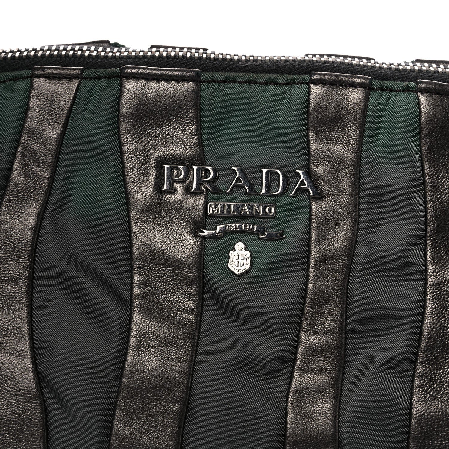 Prada Metallic Nappa Tessuto Nylon Mordore Stripes Shoulder Bag Grey 16 of 21