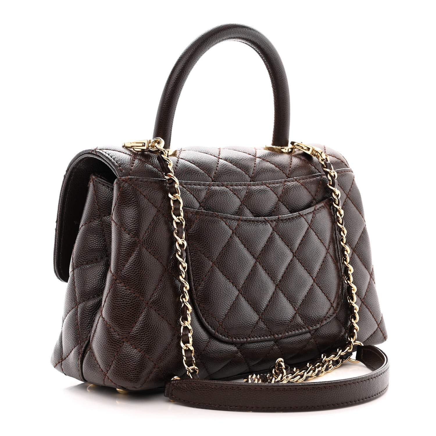 Chanel Caviar Quilted Mini Coco Handle Flap Dark Brown 3 of 10