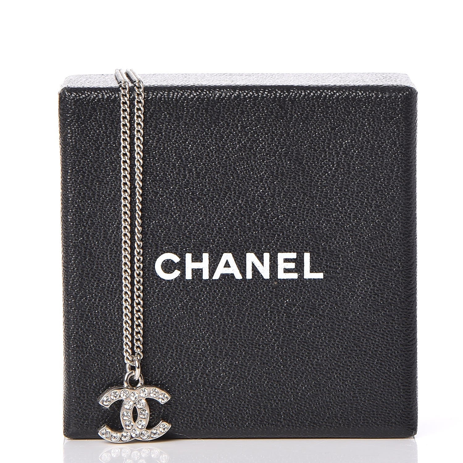 Chanel Crystal Timeless CC Necklace Silver 4 of 6