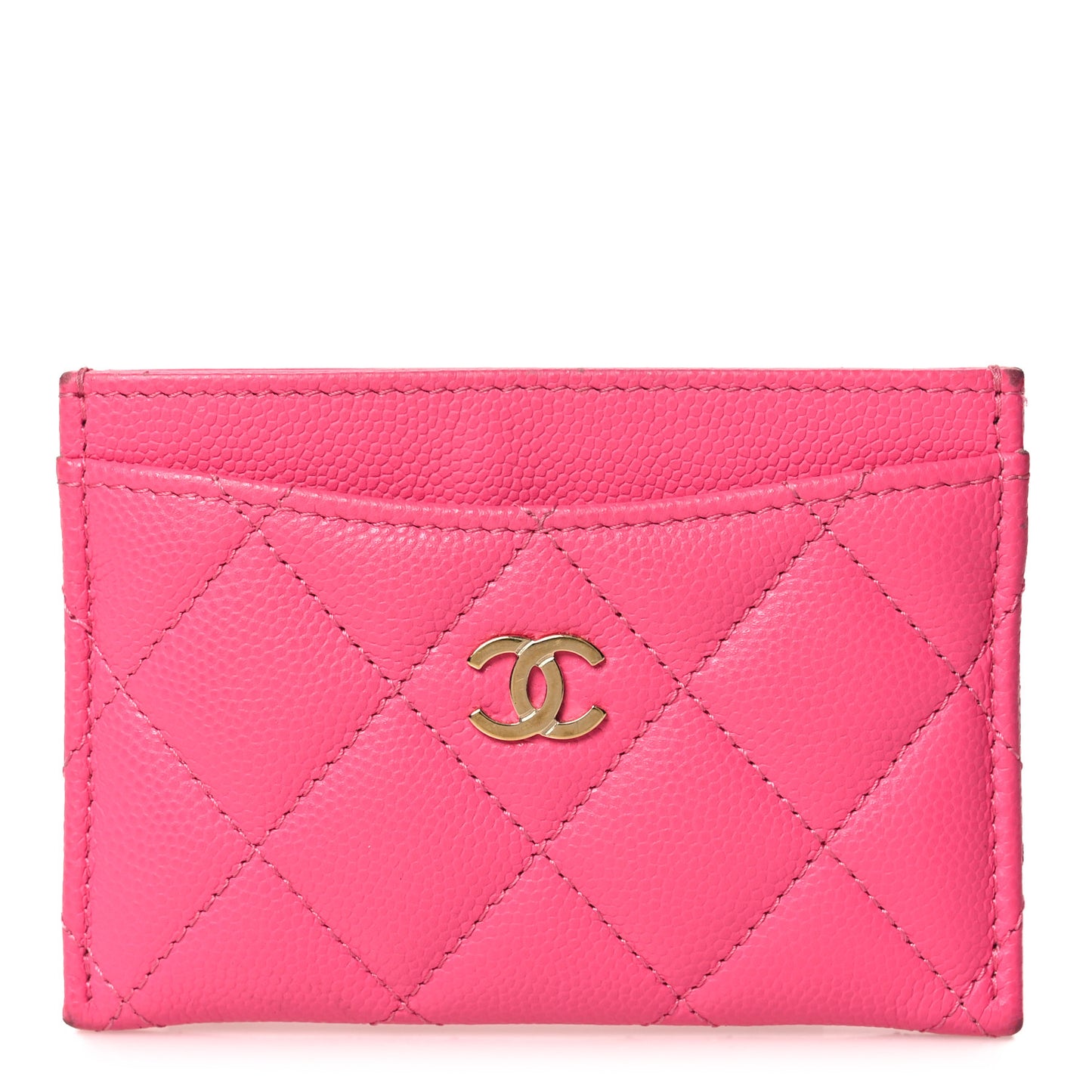 Caviar Quilted Card Holder Dark Pink