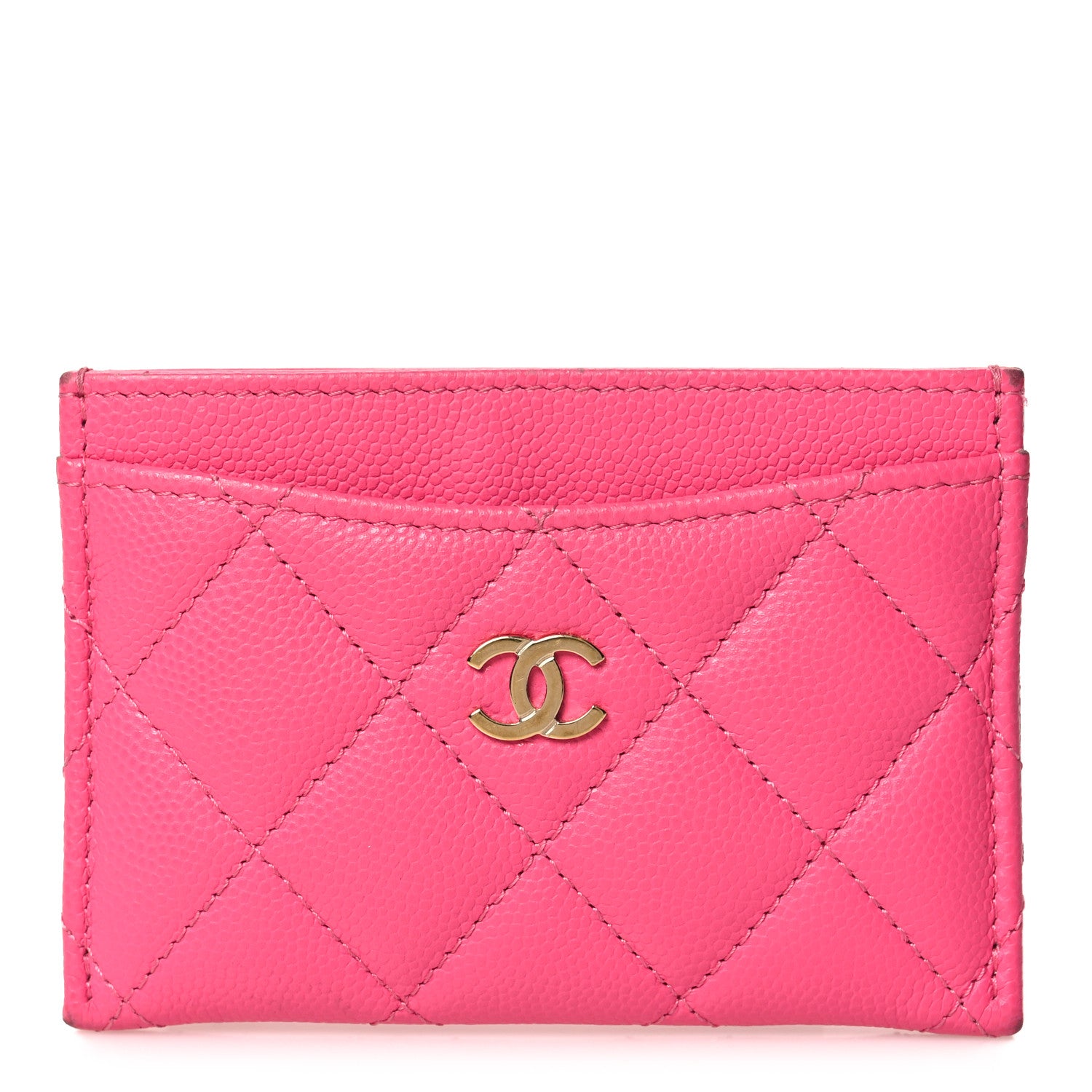 Chanel Caviar Quilted Card Holder Dark Pink 1 of 9