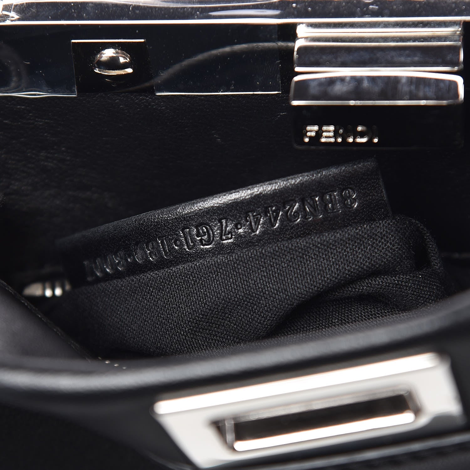 Fendi Nappa Lace Up Mini Peekaboo Iconic Satchel Black 9 of 10