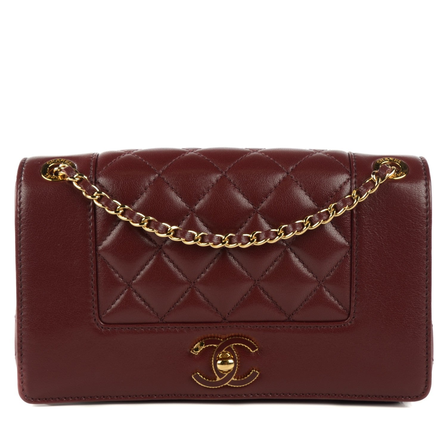 Chanel Sheepskin Quilted Small Mademoiselle Vintage Flap Dark Red 1 of 10
