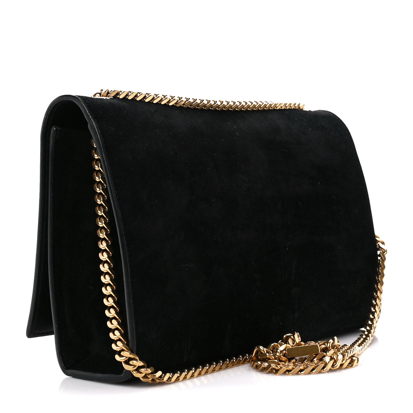 Suede Medium Classic Monogram Kate Satchel Black