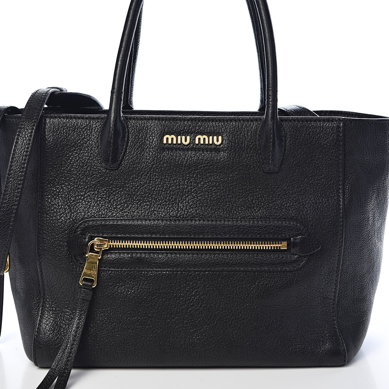 Miu Miu Goatskin Madras Tote Black 9 of 9