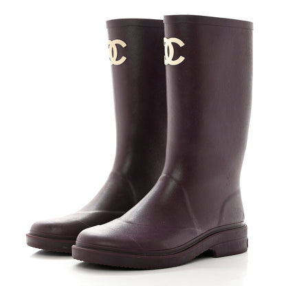Chanel Caoutchouk CC High Boots 40 Dark Purple 3 of 8