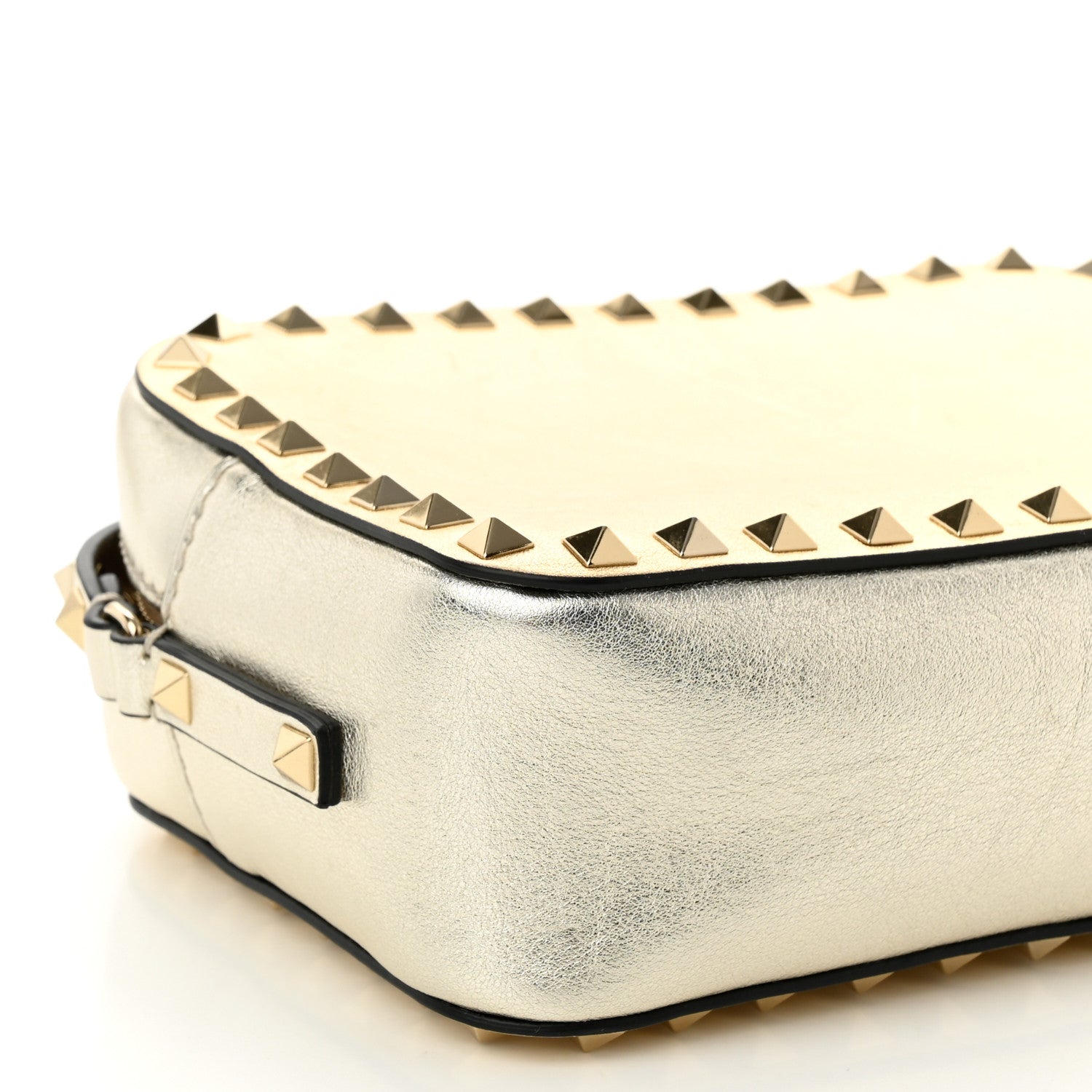 Valentino Garavani Metallic Calfskin Rockstud Camera Crossbody Bag Gold 8 of 10