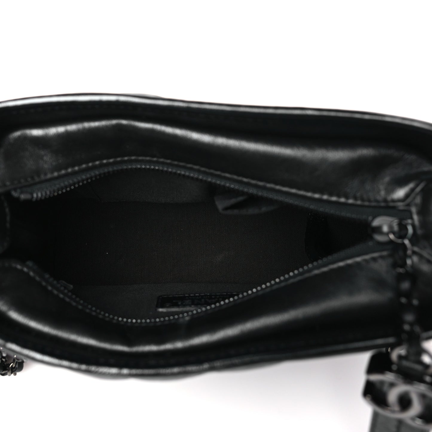 Aged Calfskin Chevron Quilted Small Gabrielle Hobo So Black