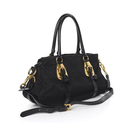 Prada Tessuto Nylon Soft Calfskin Shopping Satchel Black 4 of 12