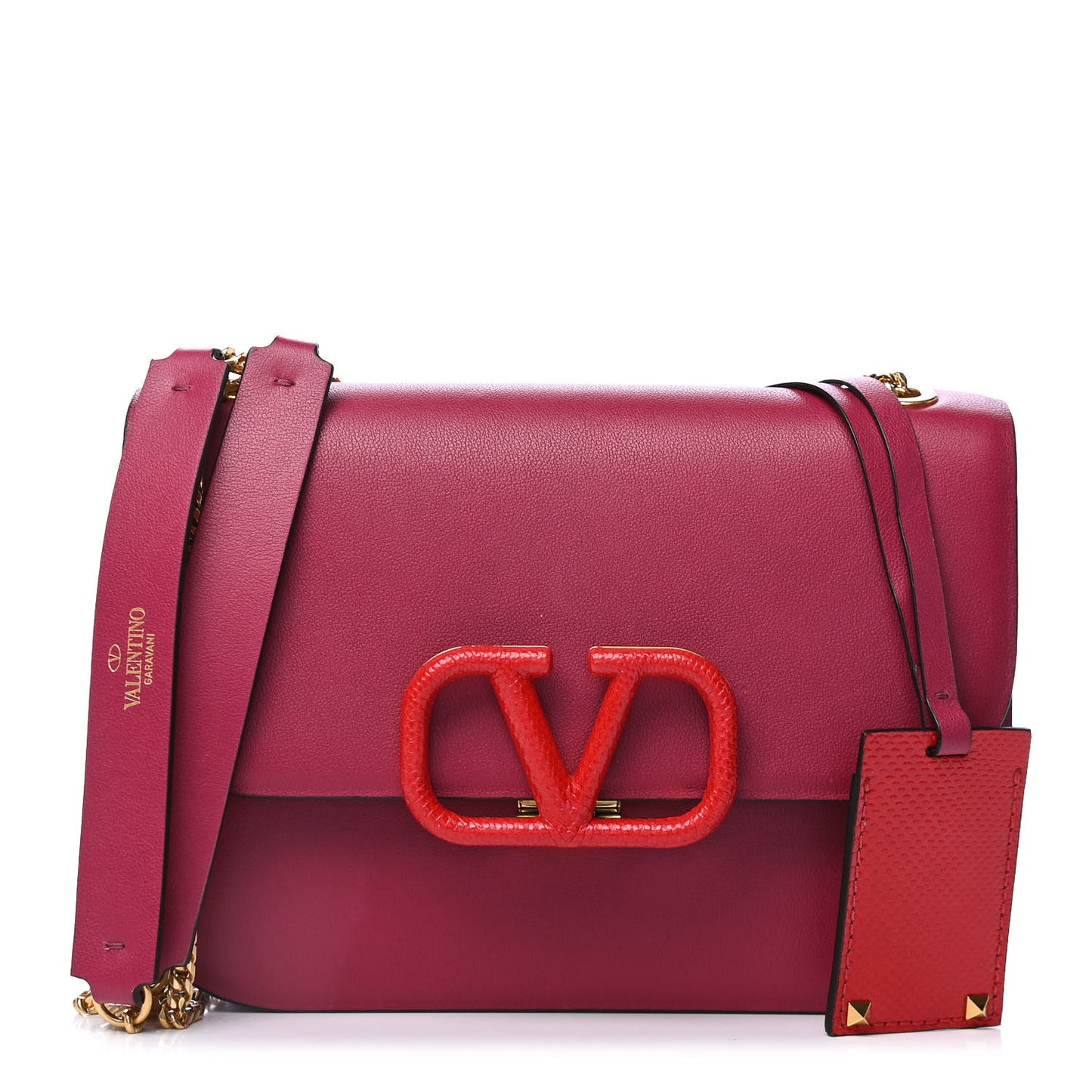 Smooth Calfskin Small VSling Chain Shoulder Bag Rock Pink Rouge Pur