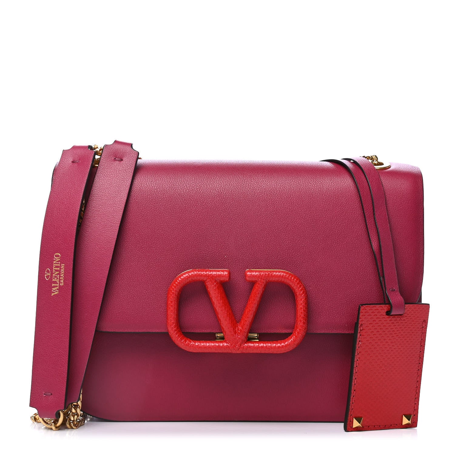Valentino Garavani Smooth Calfskin Small VSling Chain Shoulder Bag Rock Pink Rouge Pur 1 of 4