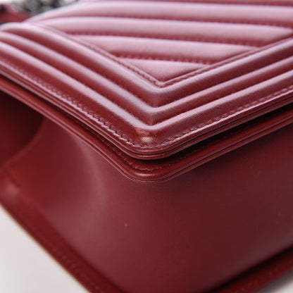 Chanel Calfskin Chevron Quilted Medium Boy Flap Dark Red 11 of 18