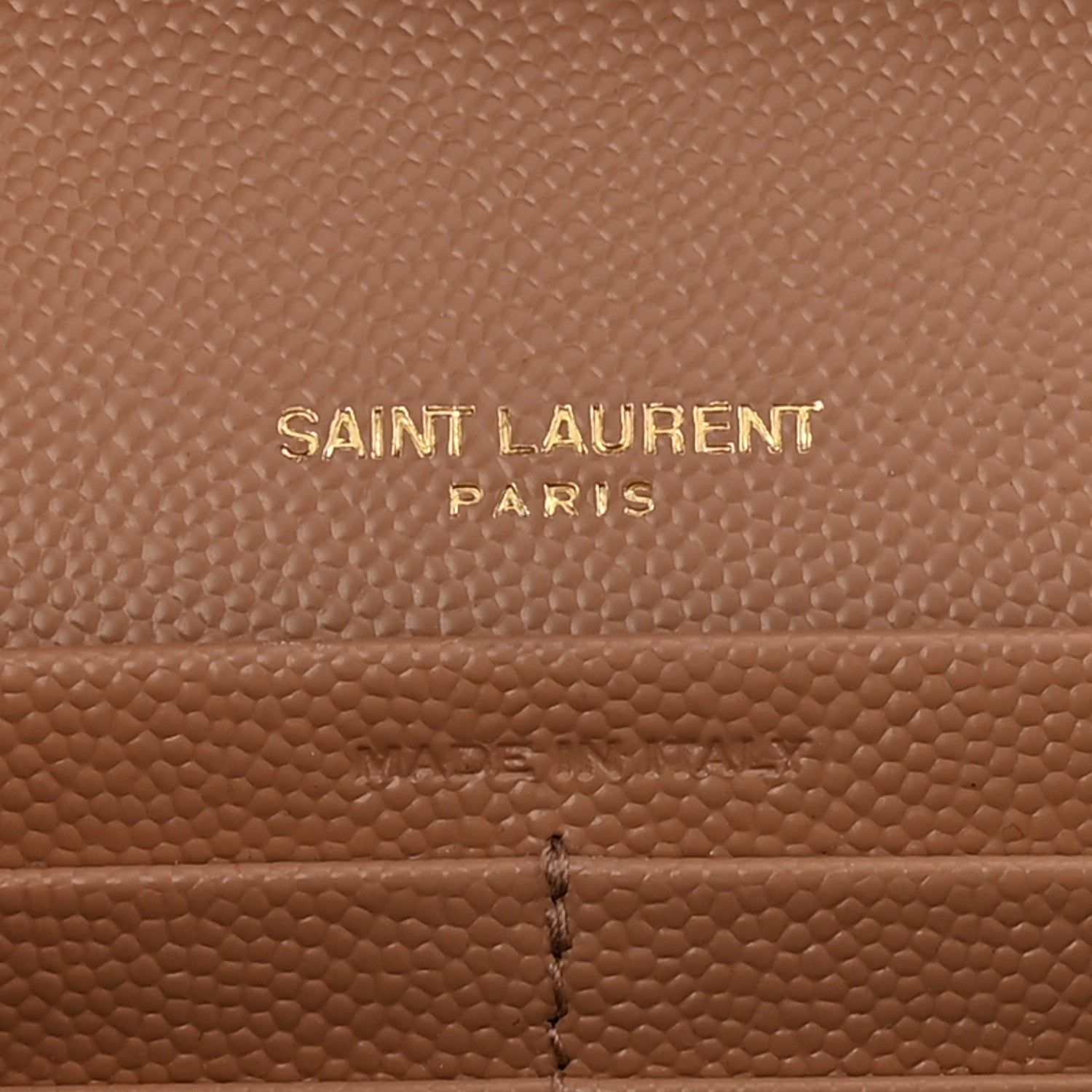 Saint Laurent Grain De Poudre Matelasse Chevron Monogram Chain Wallet Dark Beige 7 of 12