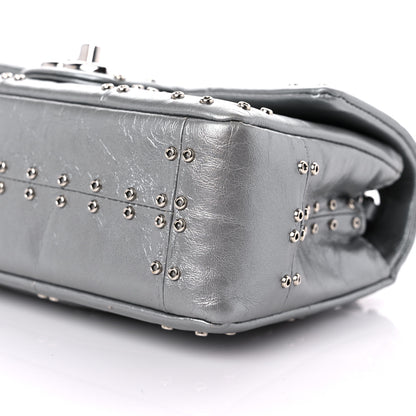 Chanel Glazed Calfskin Grommet Embellished Mini Airline Rectangular Flap Silver 9 of 13