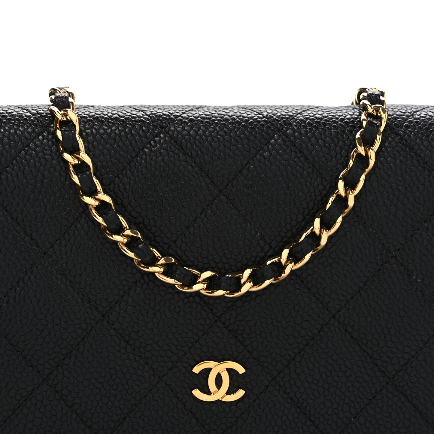 Caviar Quilted Wallet on Chain WOC Black