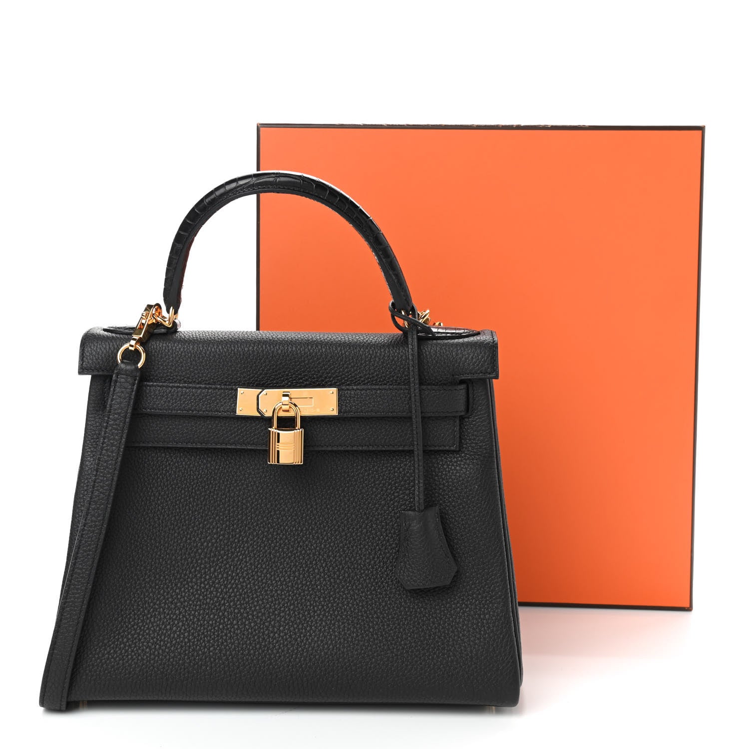 Hermes Togo Matte Alligator Kelly Retourne Touch 28 Black 10 of 10