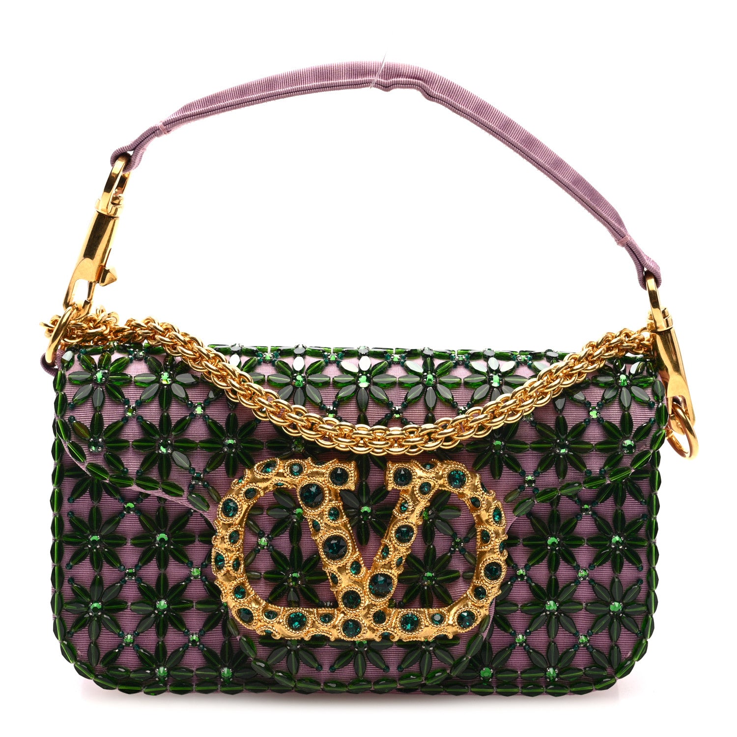 Valentino Garavani Fabric Crystal Embroidered Vlogo Small Loco Shoulder Bag Multicolor 1 of 9