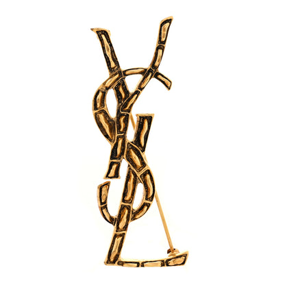 Saint Laurent Monogram Crocodile Opyum Brooch Gold 1 of 4