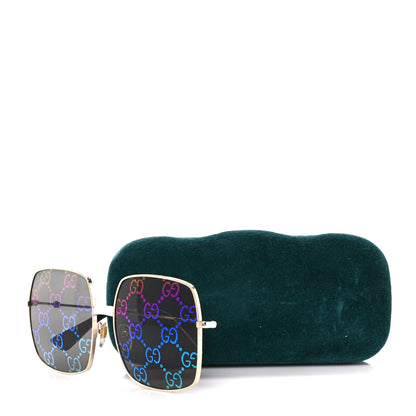 Gucci Metal Rectangular Frame Sunglasses GG0414S Gold Multicolor 8 of 8