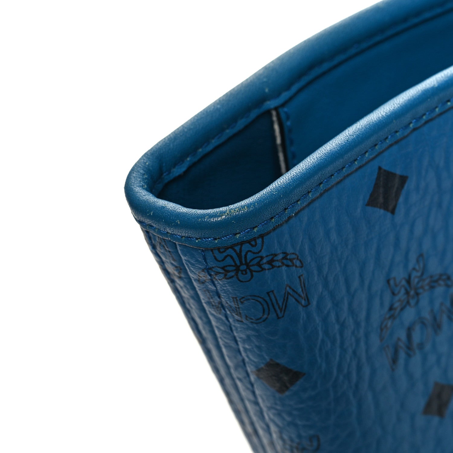 MCM Visetos Large Anya Top Zip Shopper Tote Munich Blue 14 of 15