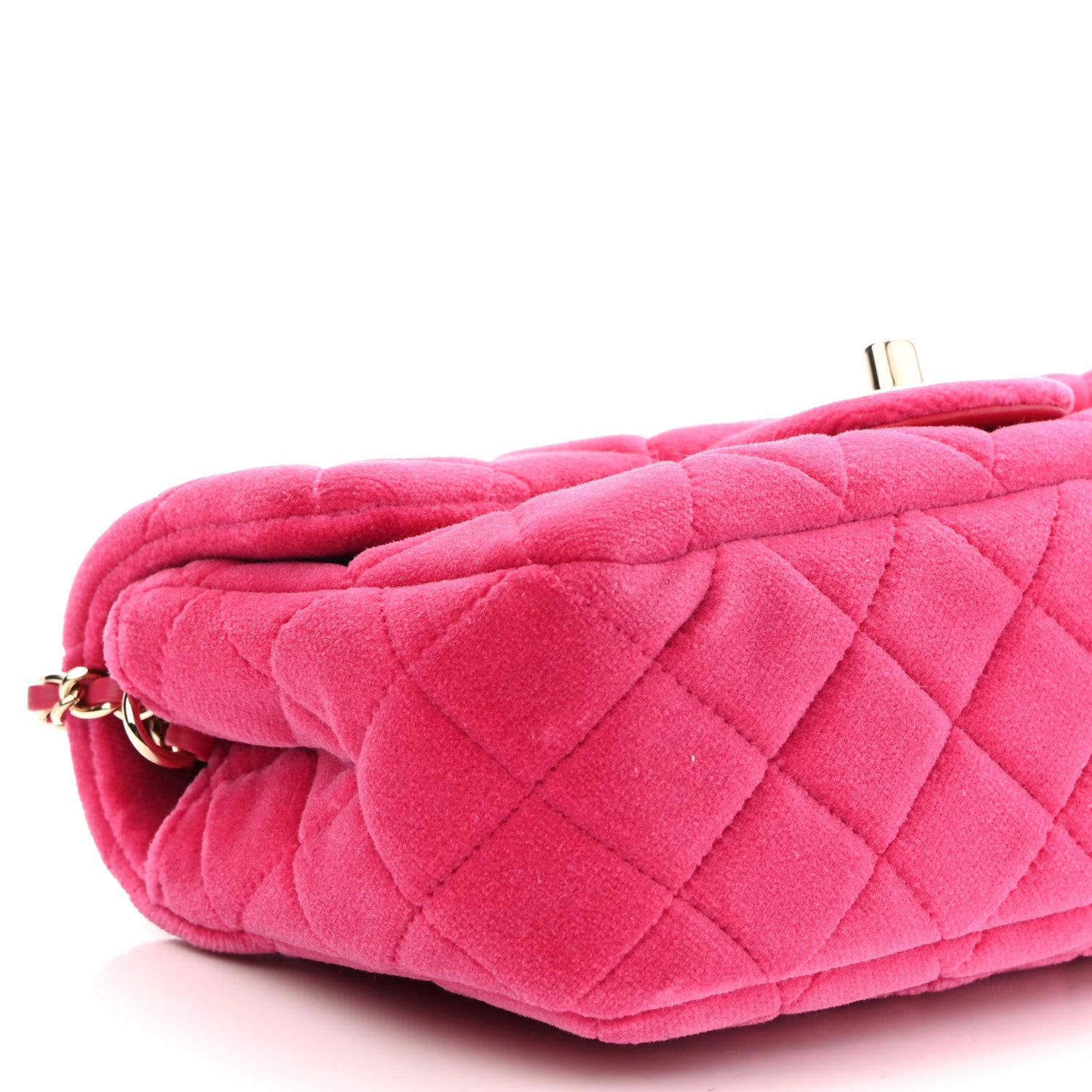Chanel Velvet Quilted Mini Rectangular Pearl Crush Flap Fuchsia 8 of 9