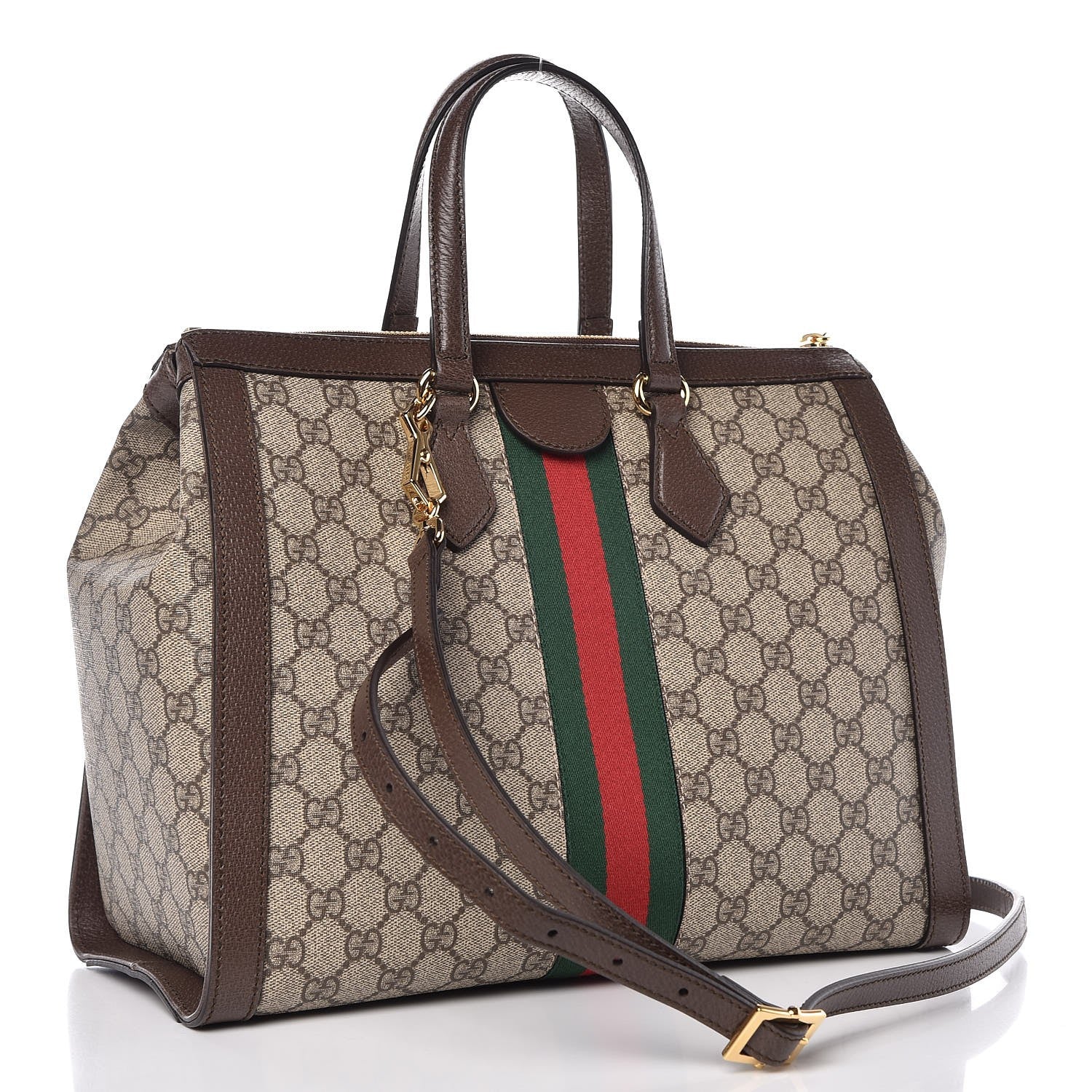 Gucci GG Supreme Monogram Web Medium Ophidia Tote Bag Brown 4 of 8