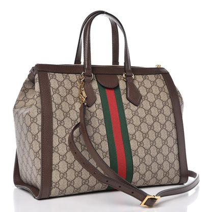 Gucci GG Supreme Monogram Web Medium Ophidia Tote Bag Brown 4 of 8