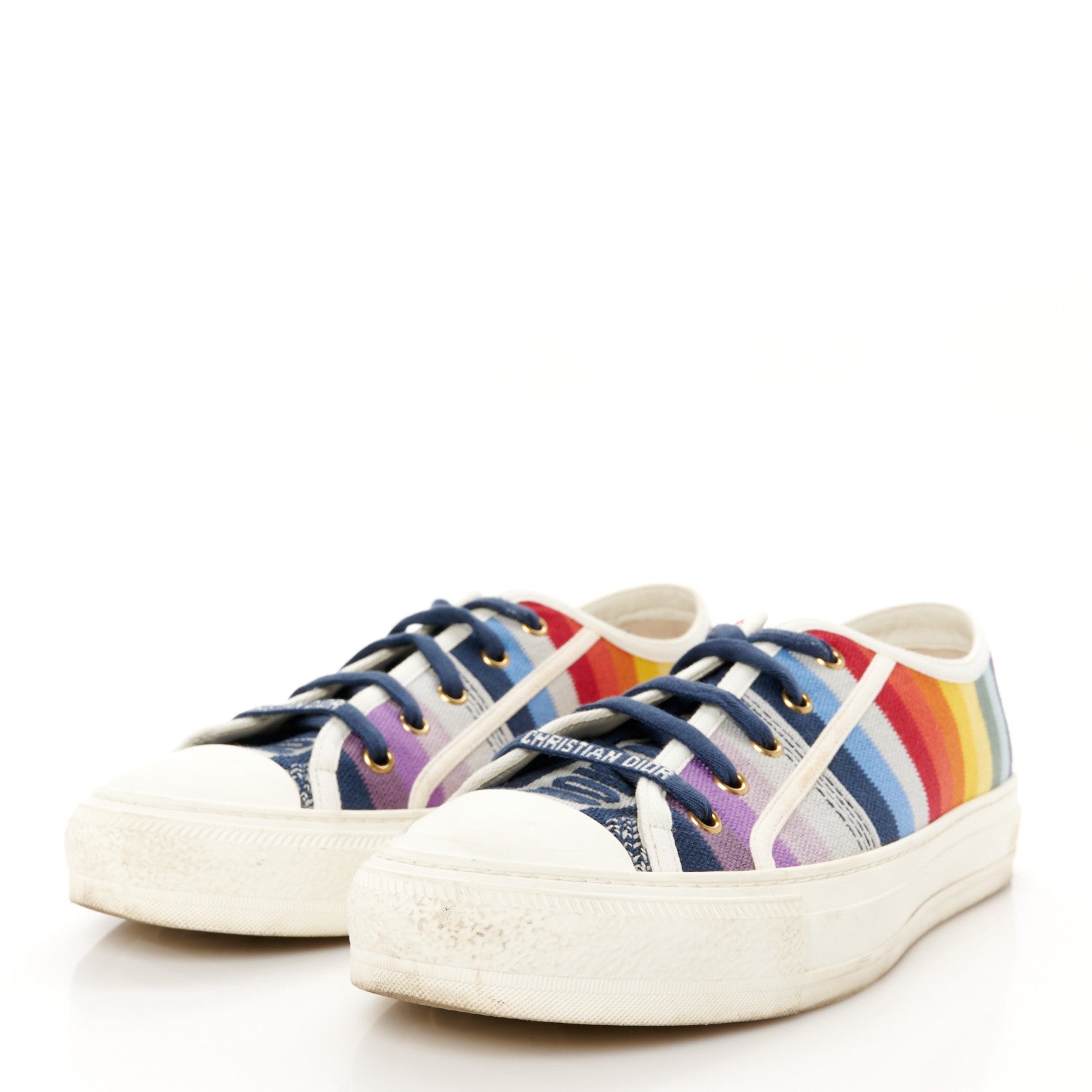 Christian Dior Canvas Rainbow Embroidered Womens Walk'N'Dior Low Top Sneakers 40 Multicolor 4 of 11