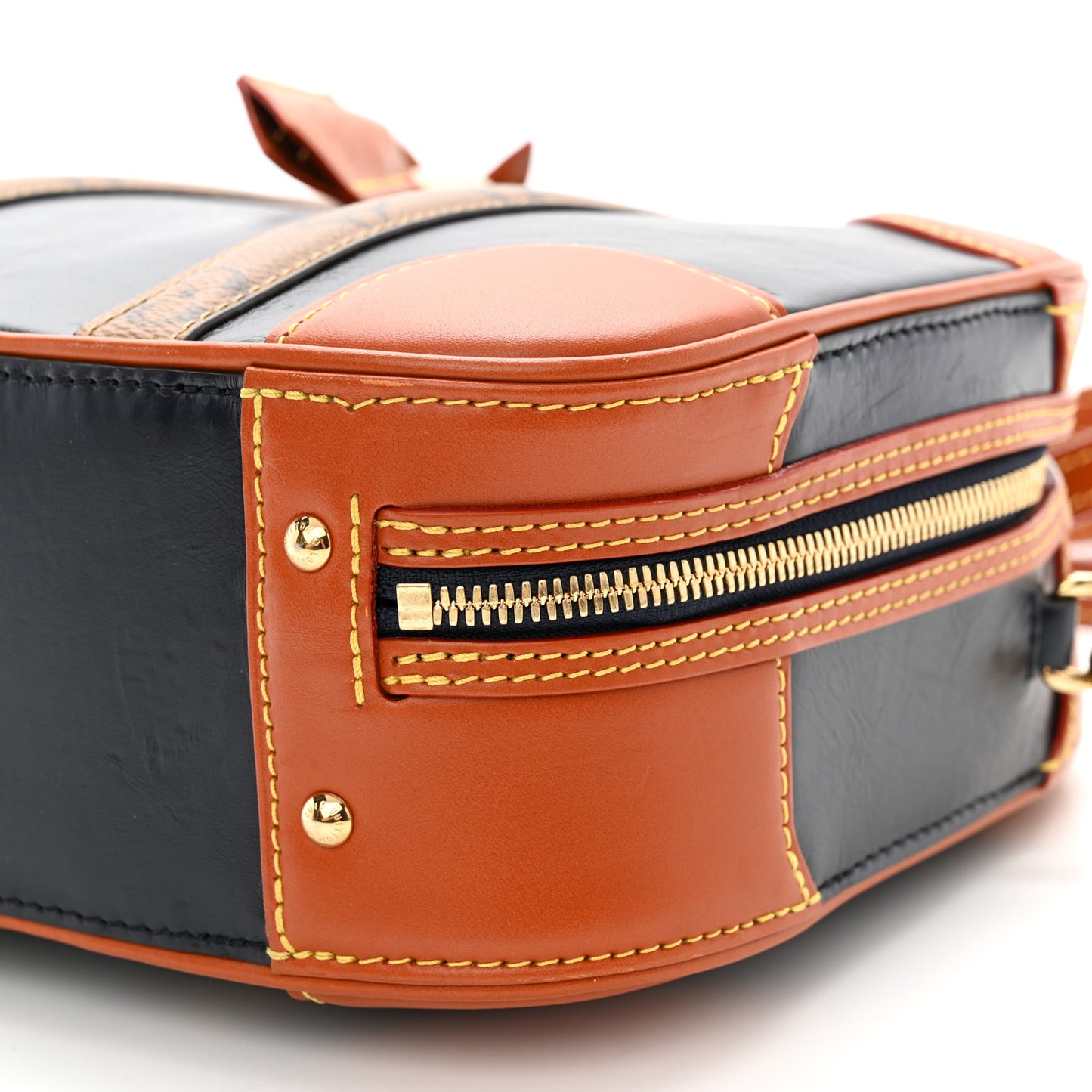 Calfskin Reverse Monogram Valisette PM Navy Caramel