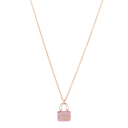 Hermes 18K Rose Gold Pink Sapphire Constance Amulettes Pendant Necklace 1 of 8
