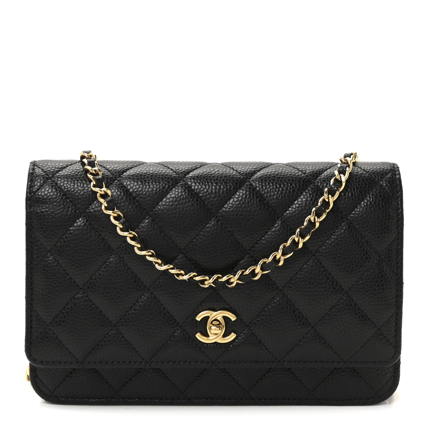 Caviar Quilted CC Turnlock Wallet On Chain WOC Black