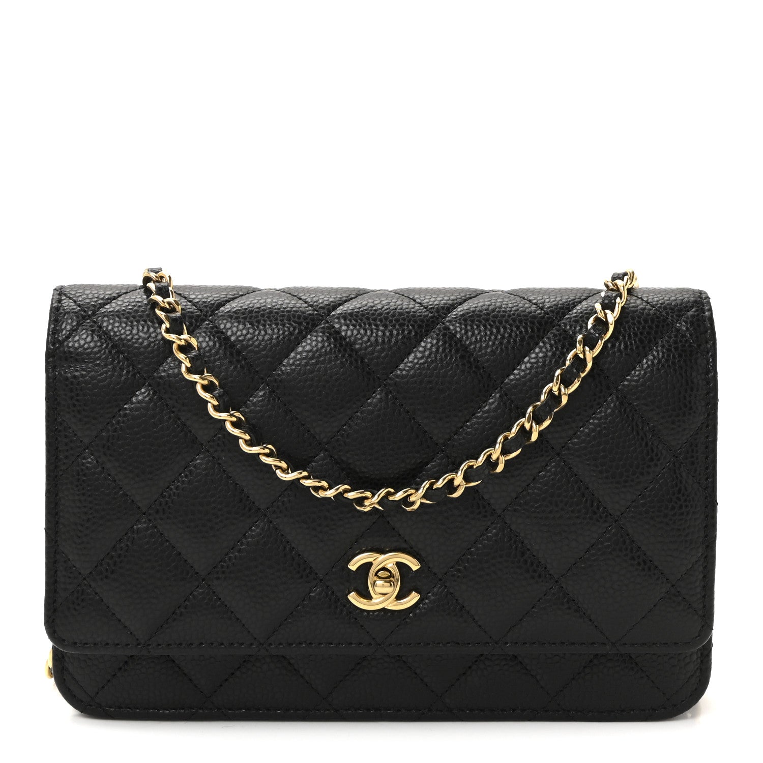 Chanel Caviar Quilted CC Turnlock Wallet On Chain WOC Black 1 of 11