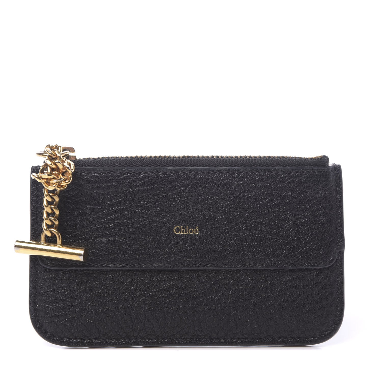 Grained Calfskin Drew Card Holder Black