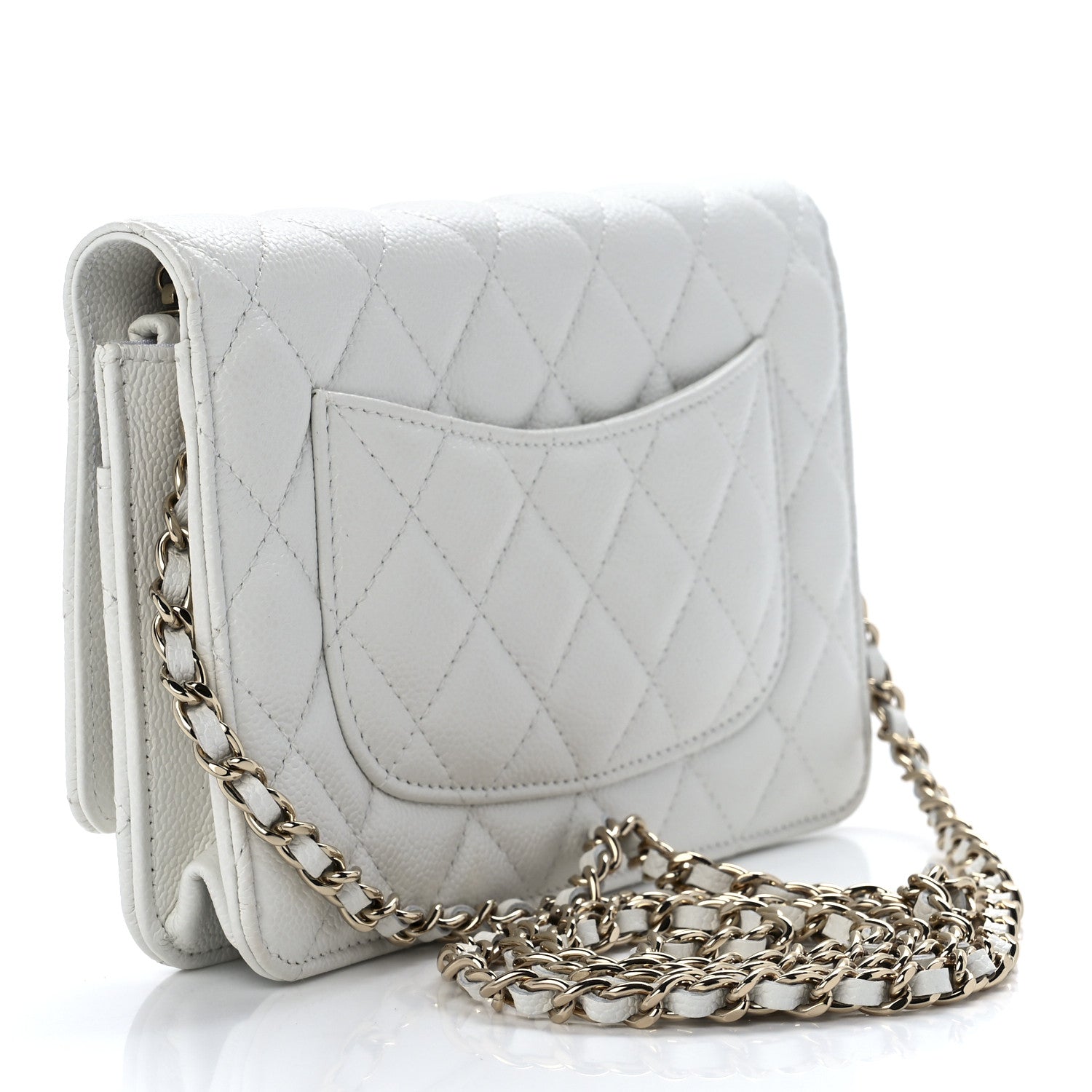 Chanel Caviar Quilted Enamel Wallet On Chain WOC White 3 of 13