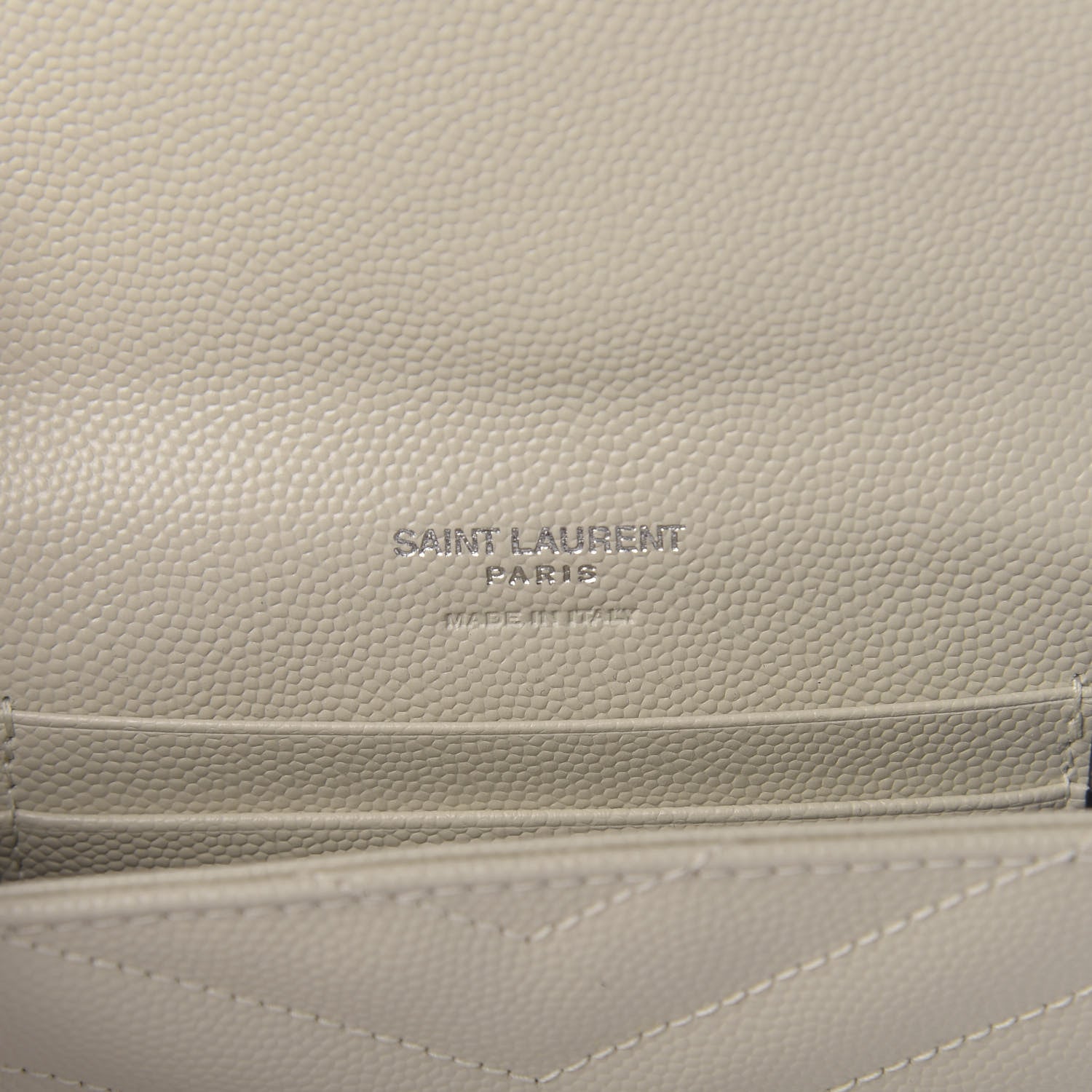 Saint Laurent Grain De Poudre Matelasse Chevron Small Monogram Envelope Wallet Crema Soft 6 of 7