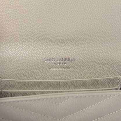 Saint Laurent Grain De Poudre Matelasse Chevron Small Monogram Envelope Wallet Crema Soft 6 of 7