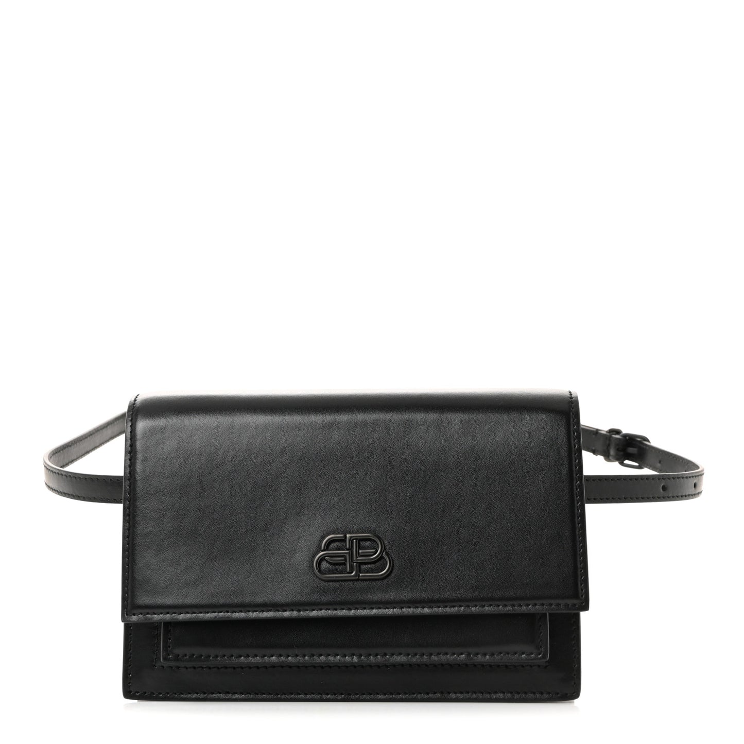 Shiny Box Calfskin Monochrome XS Sharp Belt Bag Black